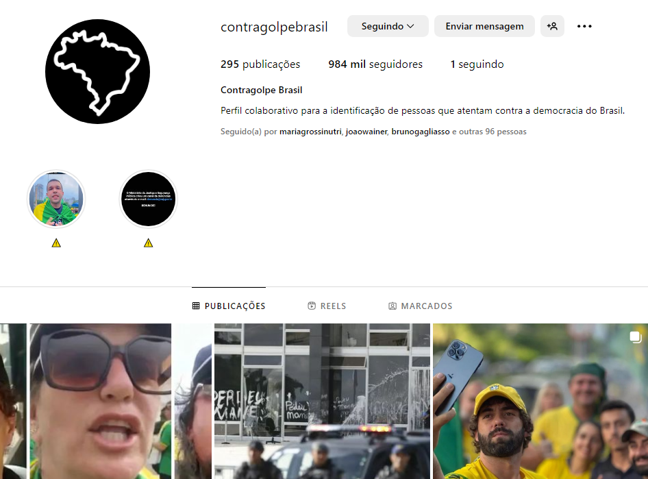 P�gina de inicio del perfil @contragolpebrasil en Instagram