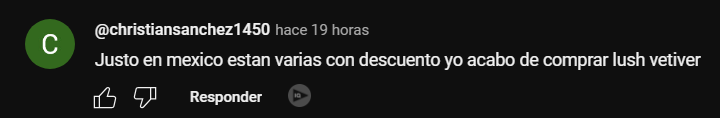 Recuperado de comentarios de canal de YouTube