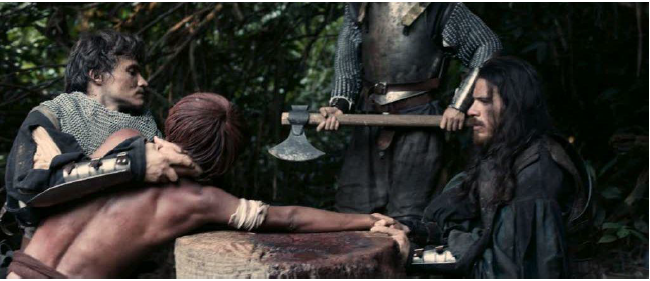 Rodaje de la escena
del castigo por no llenar el cascabel de oro (Tambi&eacute;n la lluvia, Morena Films, Paramount Pictures, 2010).