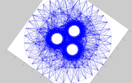 Two dimensional view of the three dimensional domain for computational calculations.