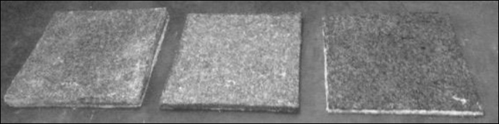 De izquierda a derecha: Panel de 5 cm, 3 cm y 1 cm,
								respectivamente.