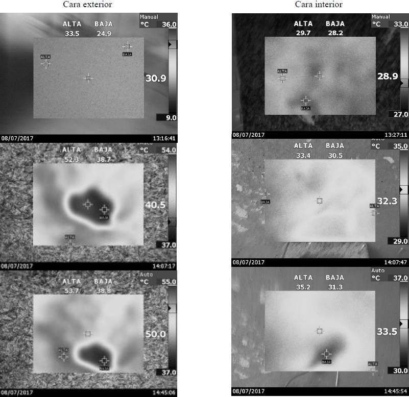 Fotograf&iacute;as termogr&aacute;ficas panel de 1 cm de espesor