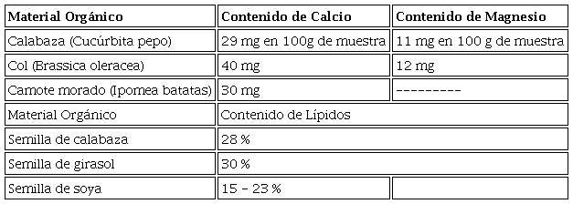 Calcio, Magnesio y L&iacute;pidos contenidos en la semilla de calabaza.