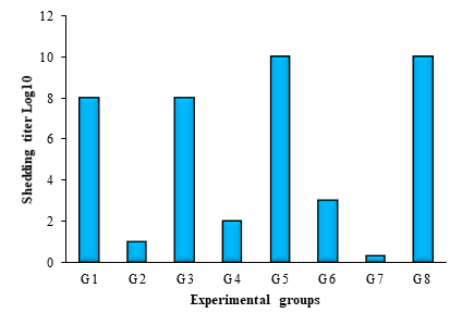 NDV shedding post challenge with virulent Newcastle disease virus.