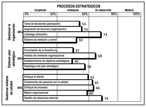 Nivel de madurez de los procesos estratégicos de las pymes manufactureras