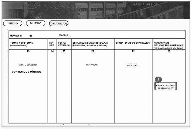 Interfaz de contenidos