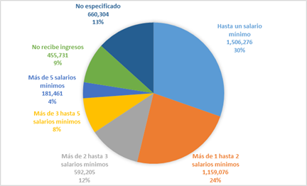 Gráfico 2. Nivel de ingreso de adultos mayores de 60 Años