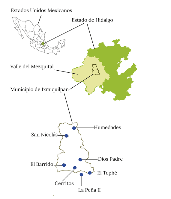 Mapa 1. Las comunidades del estudio