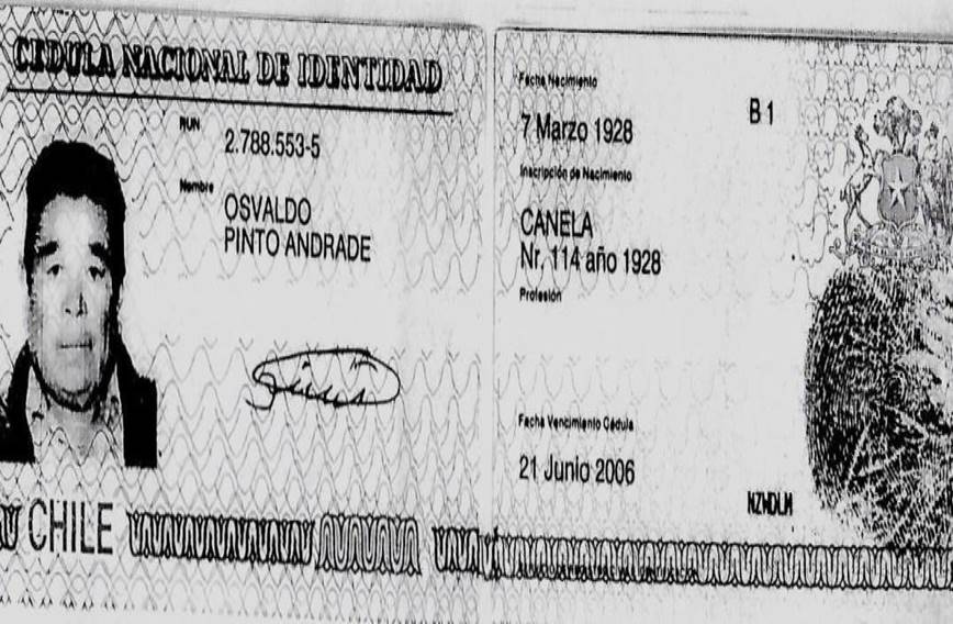Cdula de identidad de Osvaldo Pinto Andrade