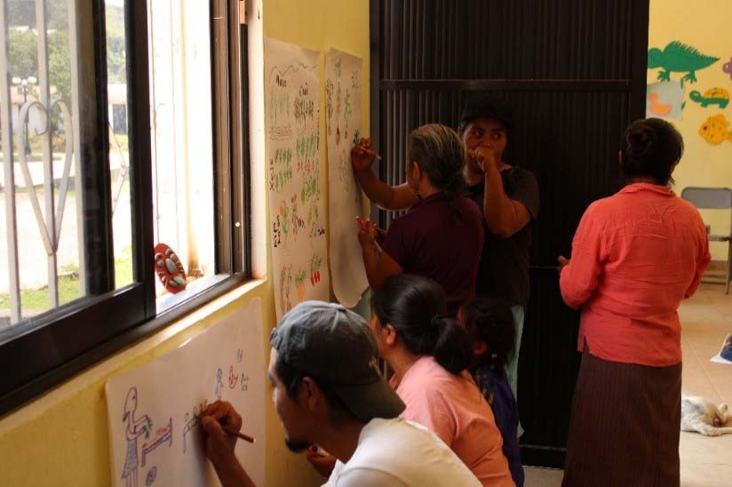 Trabajo en equipo; plasmando la voz de mujeres mixes