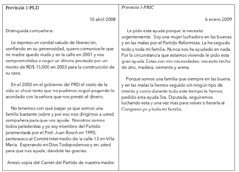 Solicitudes de ayuda que acreditan la afiliacin partidista de electores