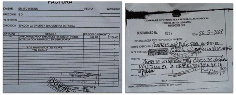 Factura de publicidad gestionada por el diputado en la concesin de bienes