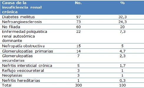 Paciente seg&uacute;n causa de la insuficiencia renal cr&oacute;nica 