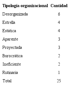 Resultados dimensión organizacional