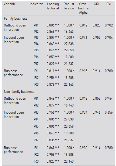 Internal consistency and convergent validity of the theoretical model