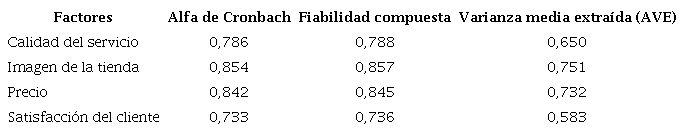 Fiabilidad y validez del constructo