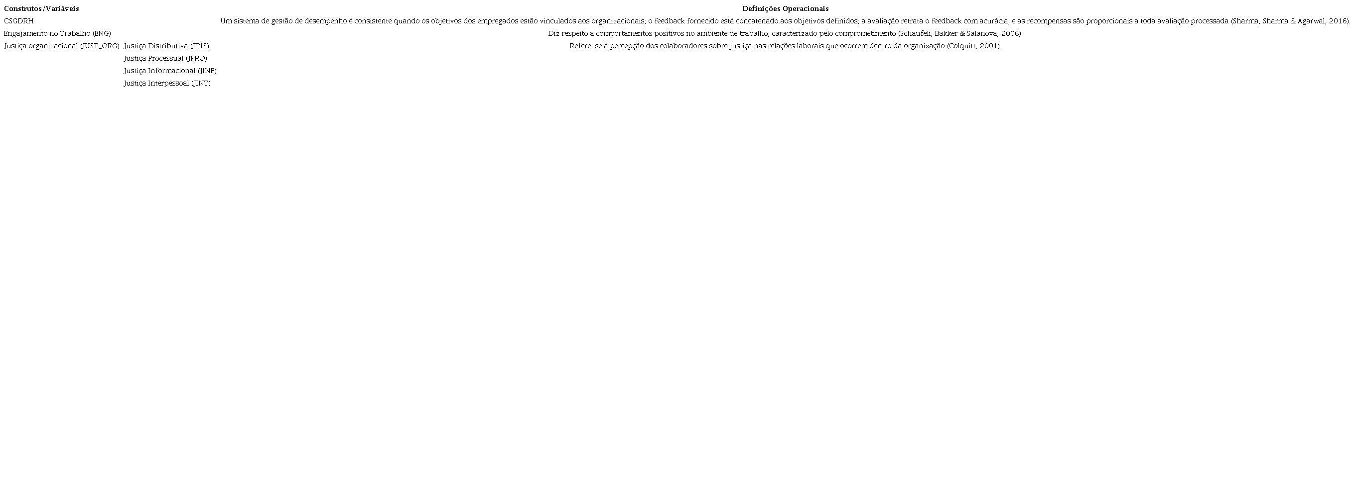 Construtos da pesquisa.