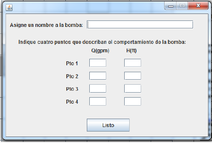 Configuraci&oacute;n de bomba. Fuente: Elaboraci&oacute;n propia (2019).
