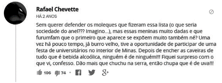 Coment&aacute;rio publicado no gl