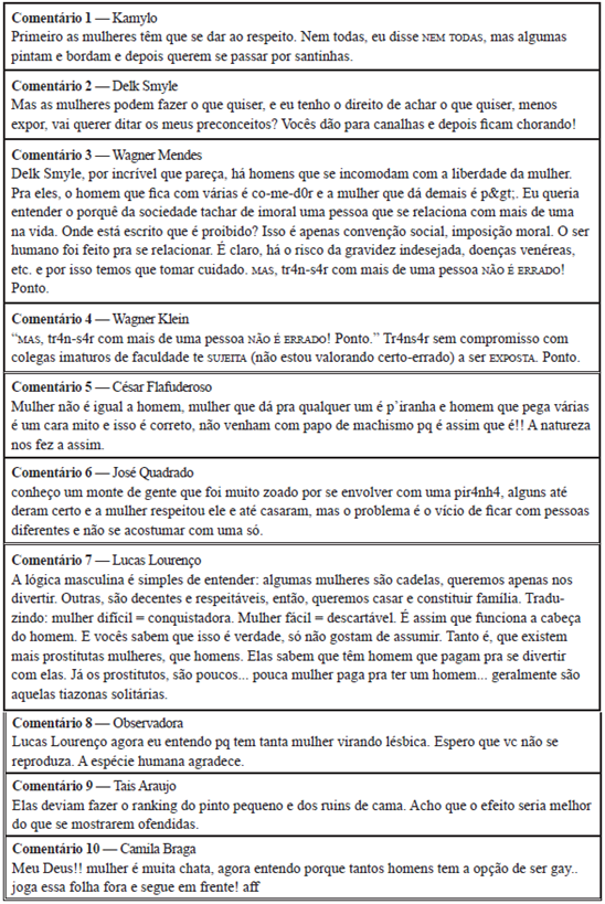 Coment&aacute;rios selecionados