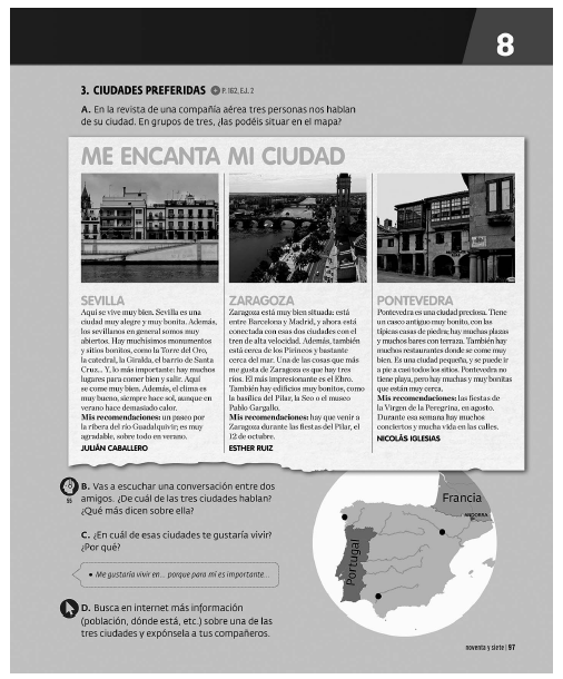 Adaptación de la p. 97 (unidad 8) de Aula internacional 1. Nueva edición a la versión de Aula América 1