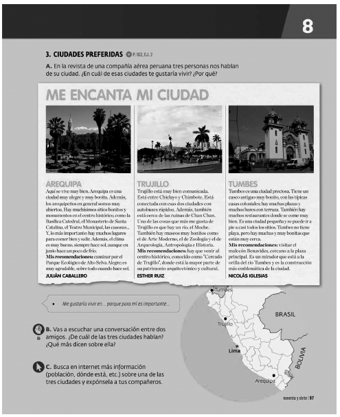 Adaptación de la p. 97 (unidad 8) de Aula internacional 1. Nueva edición a la versión de Aula América 1