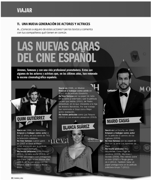 Adaptación de la p. 32 (unidad 2) de Aula internacional 2. Nueva edición a la versión de Aula América 1 (unidad 9, p. 116)