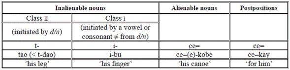 Postpositions, nouns, and the marking of non-co-referential 3rd person