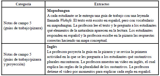 Extractos de notas de campo (recursos didácticos)
