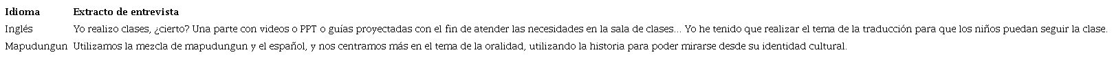 Extractos de entrevistas (elementos metodológicos declarados)
