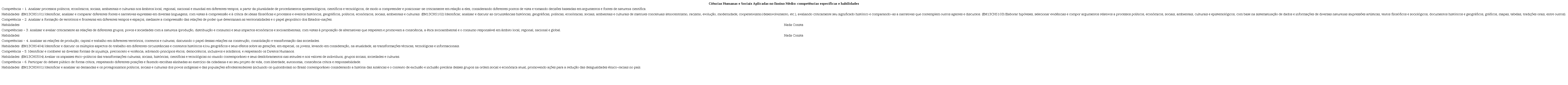 Compet�ncias espec�ficas e habilidades da BNCCEM relativas ao conhecimento hist�rico.
