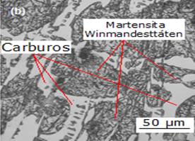 Microestructura de la aleaci&oacute;n, para la
variante I de temple m&aacute;s revenido.