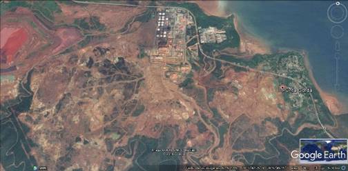 Vista satelital del yacimiento Punta Gorda.