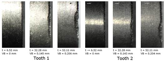 Flank wear obtained for condition 1.