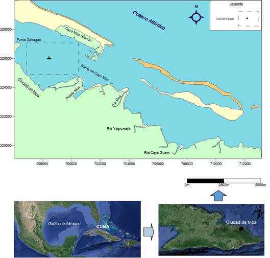 Ubicación geográfica de la
bahía de Cayo Moa.