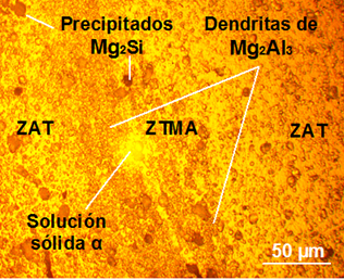Microestructura para 1 400 rev/min y 0,9 MPA