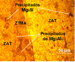 Microestructura para 1 200 rev/min y 1,9 MPA