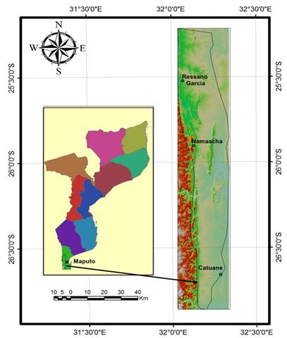 Ubicación geográfica del área de estudio. Sobre
el modelo de relieve sombreado se sobrepone el área de la Fm. Movene marcada
por una línea continua.
