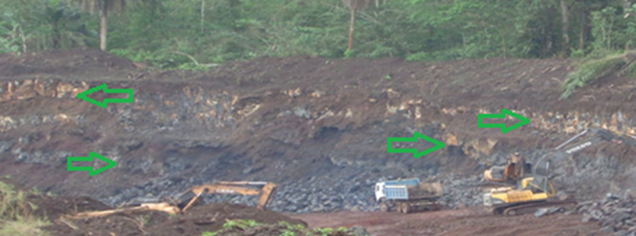 Capas de rocas baslticas de poco espesor.