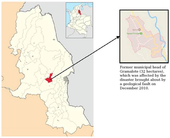 Location of Gramalote ans its municipal head. Source: Author&rsquo;s own elaboration 
