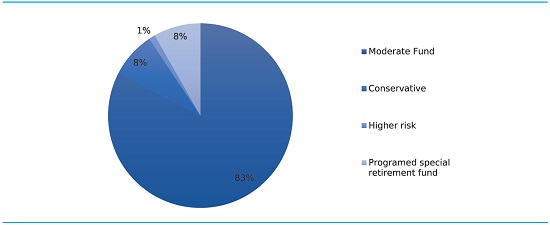 Composition of mandatory pension funds by type of fund (as of December 2017)