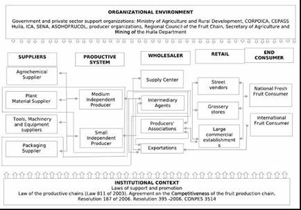 Passifloraceae production chain model. Source: (Parra et al., 2011, p. 10). 