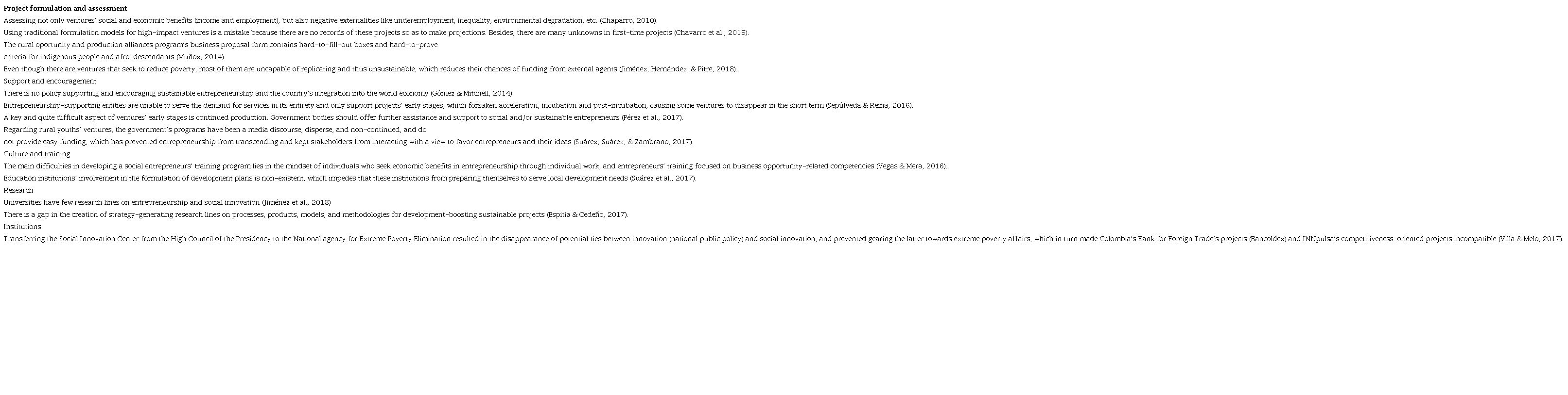 Sustainable entrepreneurship improvement opportunities in Colombia