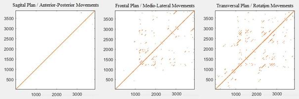 Recurrence plot for each movement plan in a neurotypical participant.