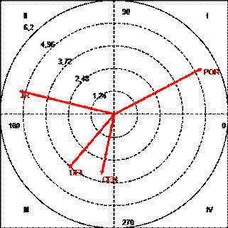 Representación del mapa conductual estableciendo la categoría DEF como conducta focal, en relación a las líneas que estructuran el equipo.