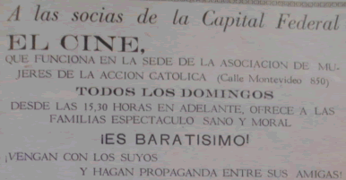 Anuncio de las funciones cinematográficas de la AMAC. Octubre 1937.