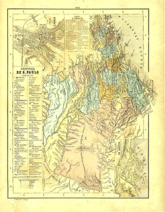 Provincia de S&atilde;o Paula. Mapa do Imp&eacute;rio do Brazil