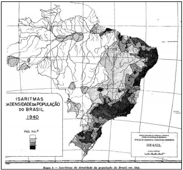 Densidad de poblaci&oacute;n en Brasil en 1940