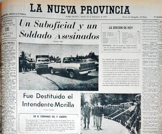 un Suboficial y un Soldado Asesinados (16 de diciembre de 1975). LNP, p.1.