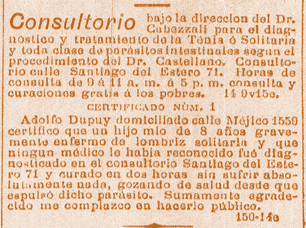 Publicidad del consultorio de Santiago Cabezali